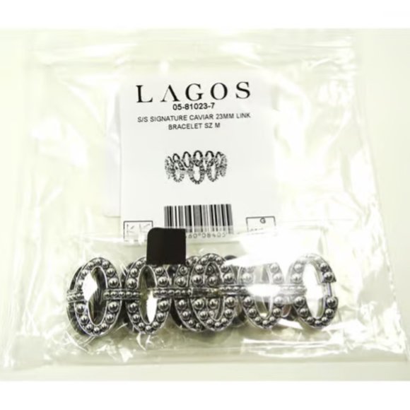 LAGOS NWT Gorgeous Caviar Sterling Silver Link Bracelet Size M - Picture 8 of 9
